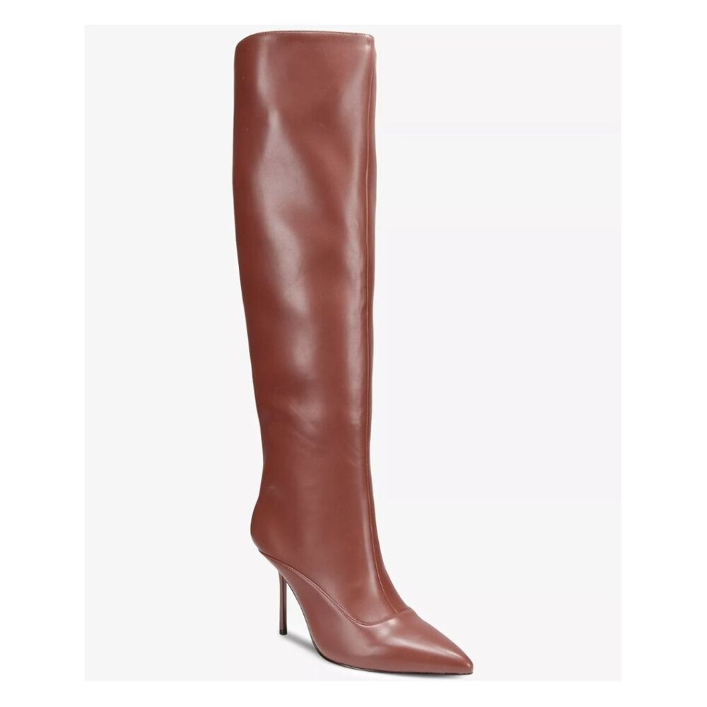 290$ AAJ by Aminah Isabella Tall Shaft Leather Dress Boots Women's Size 5 Brown